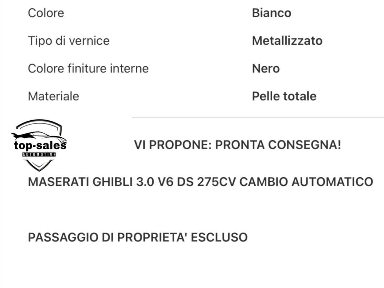 Maserati Ghibli V6 Diesel 275 CV Perfetta