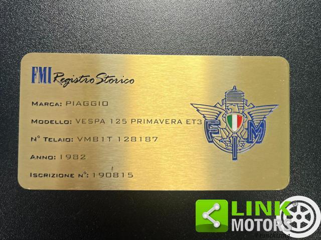 VESPA Primavera 125 ET3 TARGA ORO | CERTIFICATO FMI