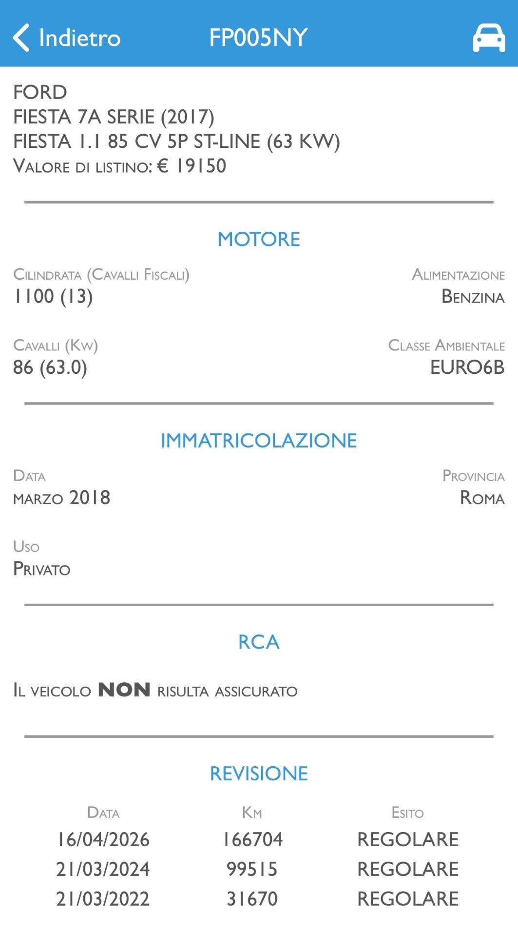 FORD FIESTA 1.1 BENZINA -NEOPATENTE-GARANZIA TCARS