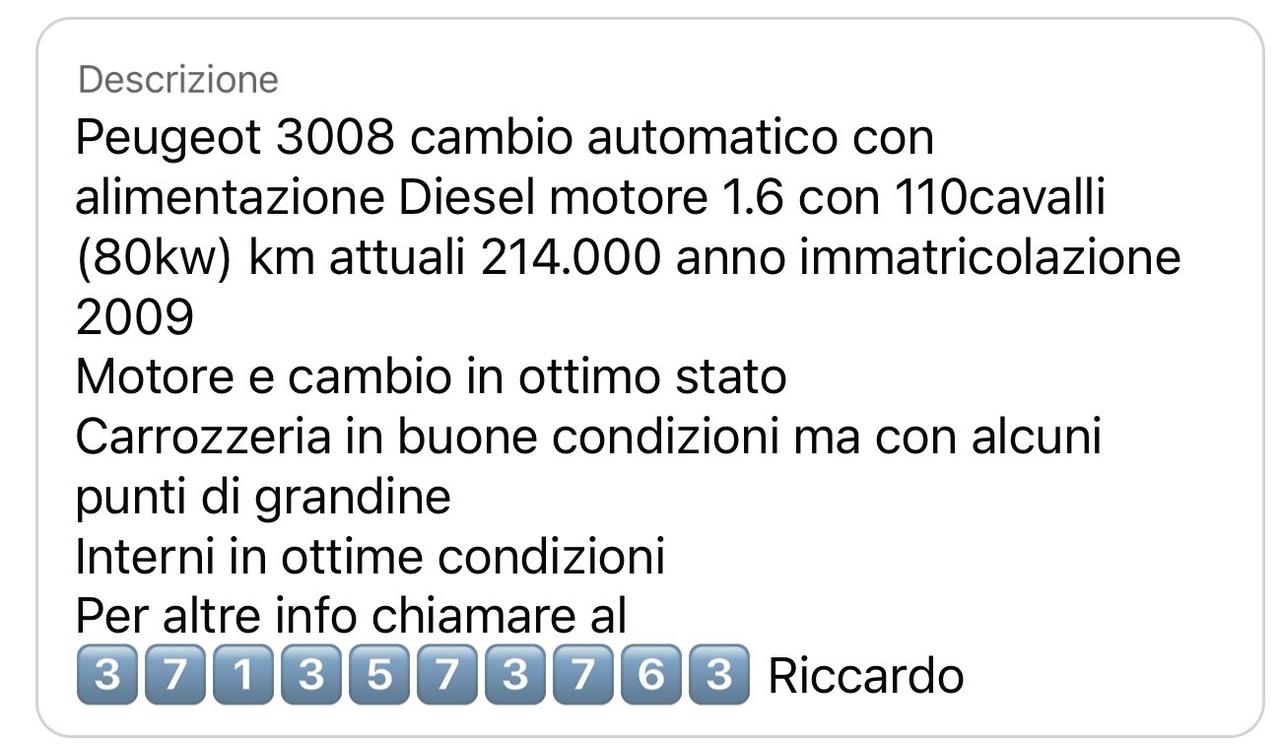Peugeot 3008 1.6 HDi 110CV cambio robotizzato Tecno