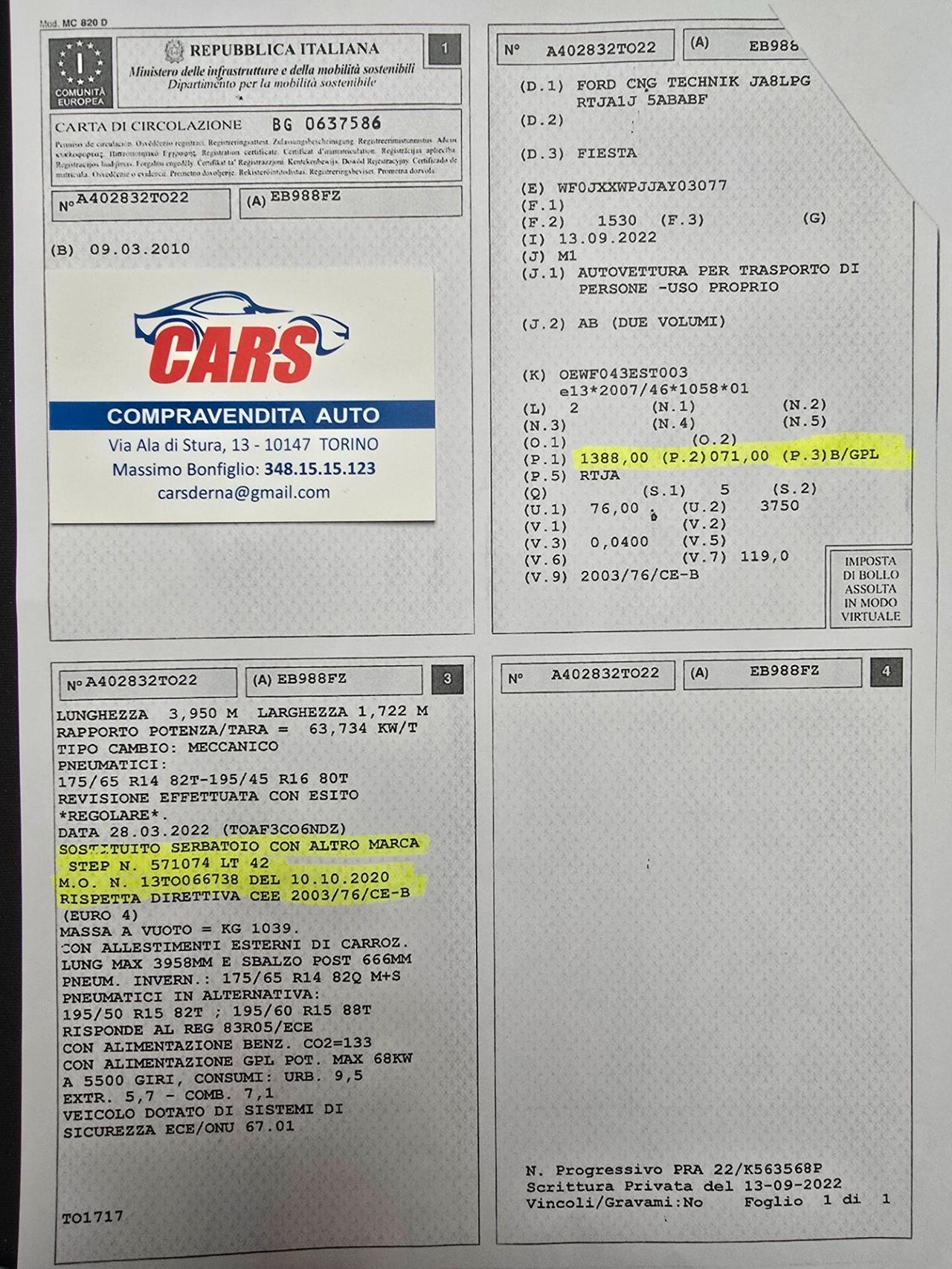 Ford Fiesta Fiesta+ 1.4 5 porte Bz.- GPL