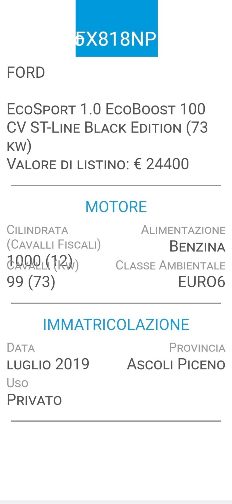 FORD EcoSport 1.0-UNICO PROPRIET-FOTO 2 REVISIONI