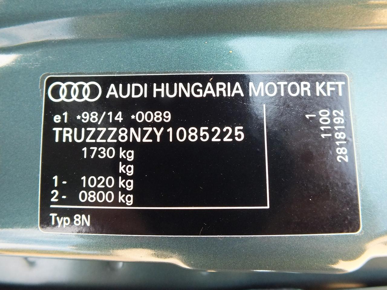 AUDI TT 1.8 T 20V 180 CV CABRIO QUATTRO 6 MARCE