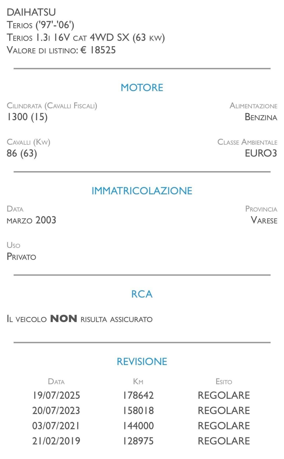 Daihatsu Terios 1.3i 16V cat 4WD SX - UNICO PROPRIETARIO