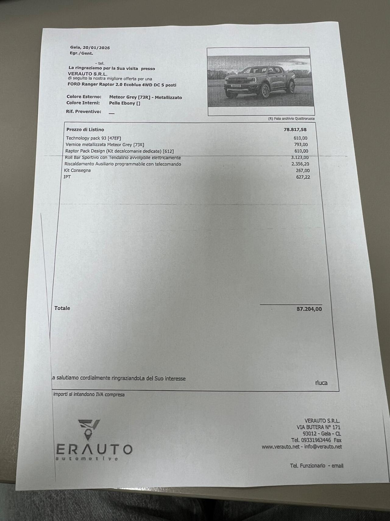 Ford Ranger Raptor 2.0 ecoblue 210cv auto - AUTOCARRO N1