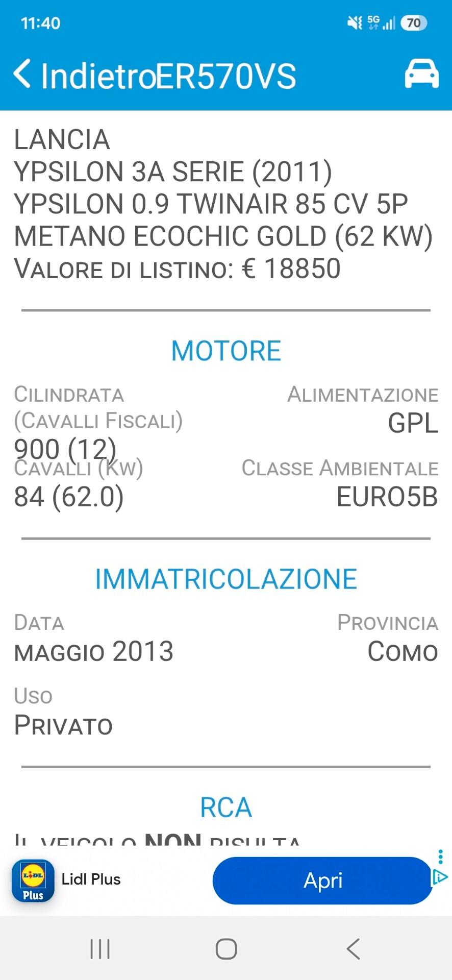 YPSILON BENZINA/METANO ECOCHIC GOLD