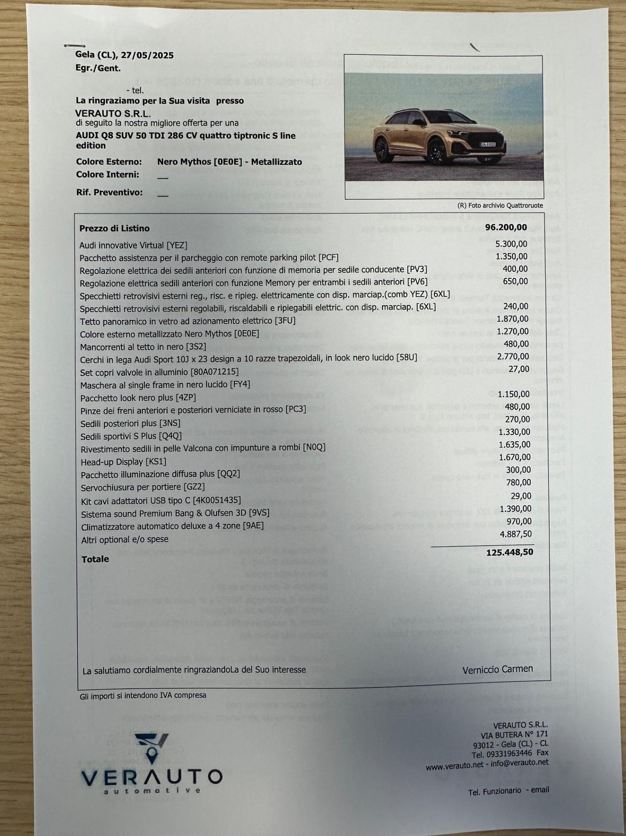 Audi Q8 50 TDI S-Line possibilità noleggio no scoring