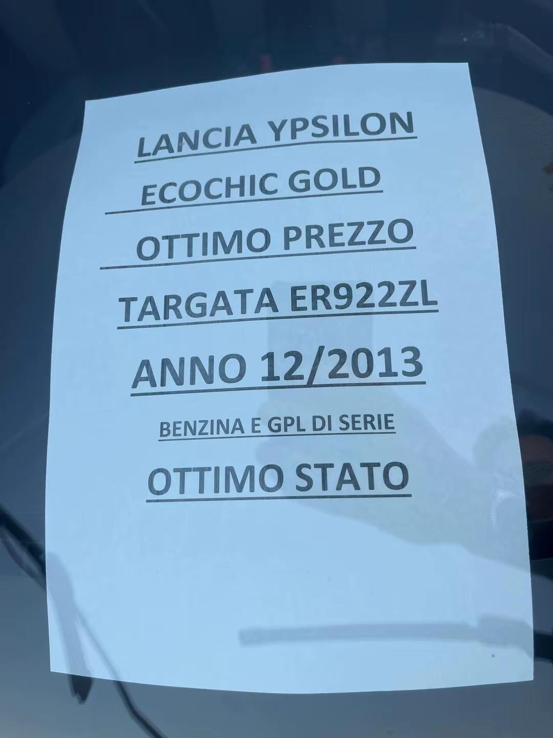 Lancia Ypsilon 1.2 benzina e gpl di serie Ecochic Gold