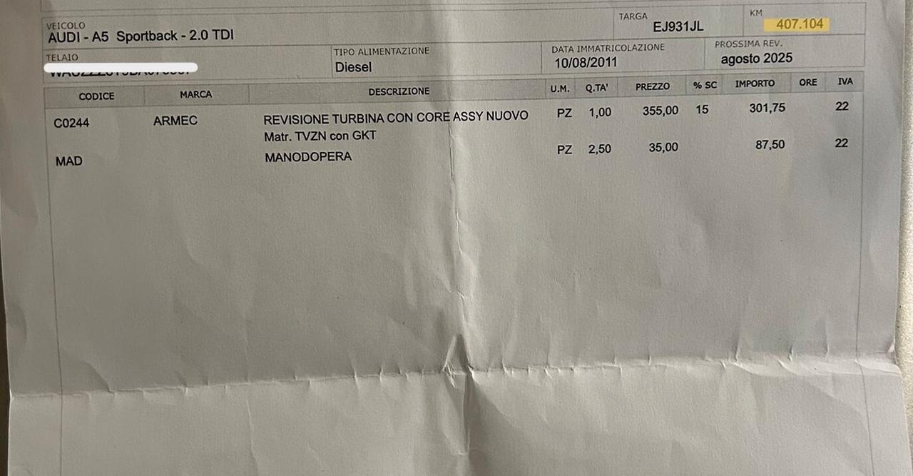 Audi A5 SPB 2.0 TDI 143 CV Multitronic-FATT. TAGLIANDI