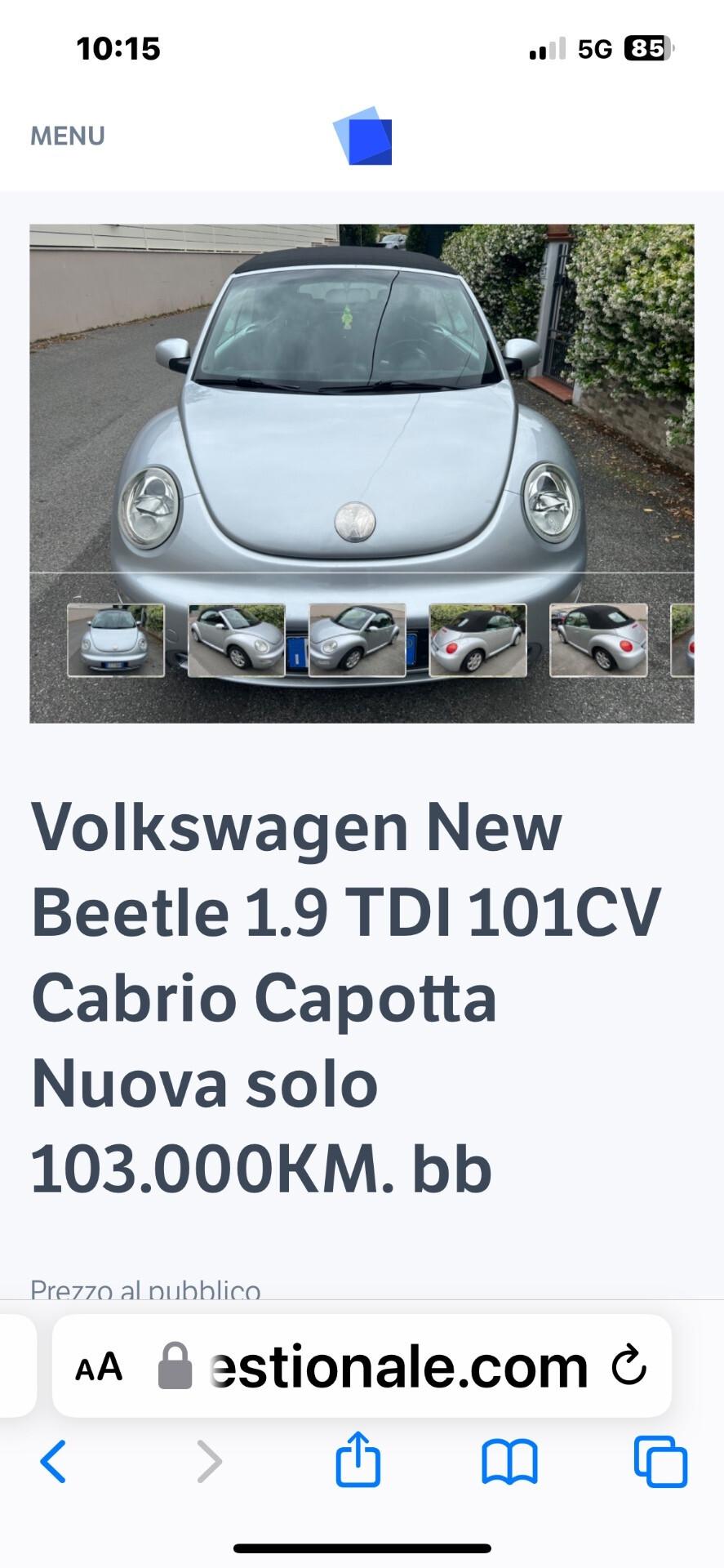 Volkswagen New Beetle 1.9 TDI 101CV Cabrio 1 Proprietaria