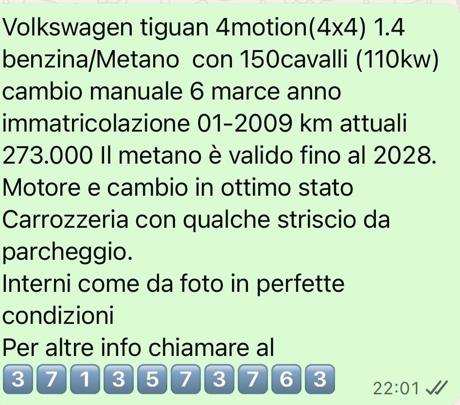 Volkswagen Tiguan 2.0 TSI/METANO 4MOTION Sport & Style