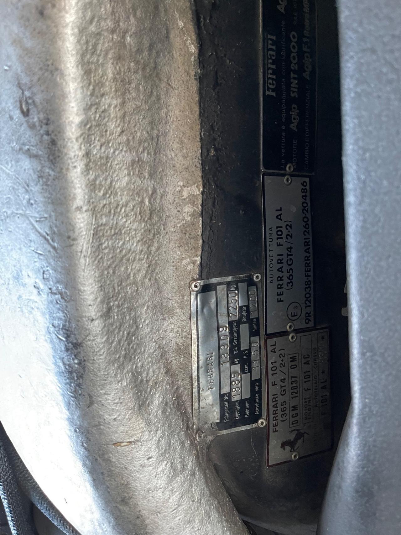 Ferrari 365 GT4 2+2 ASI Monodado PERMUTE RATE