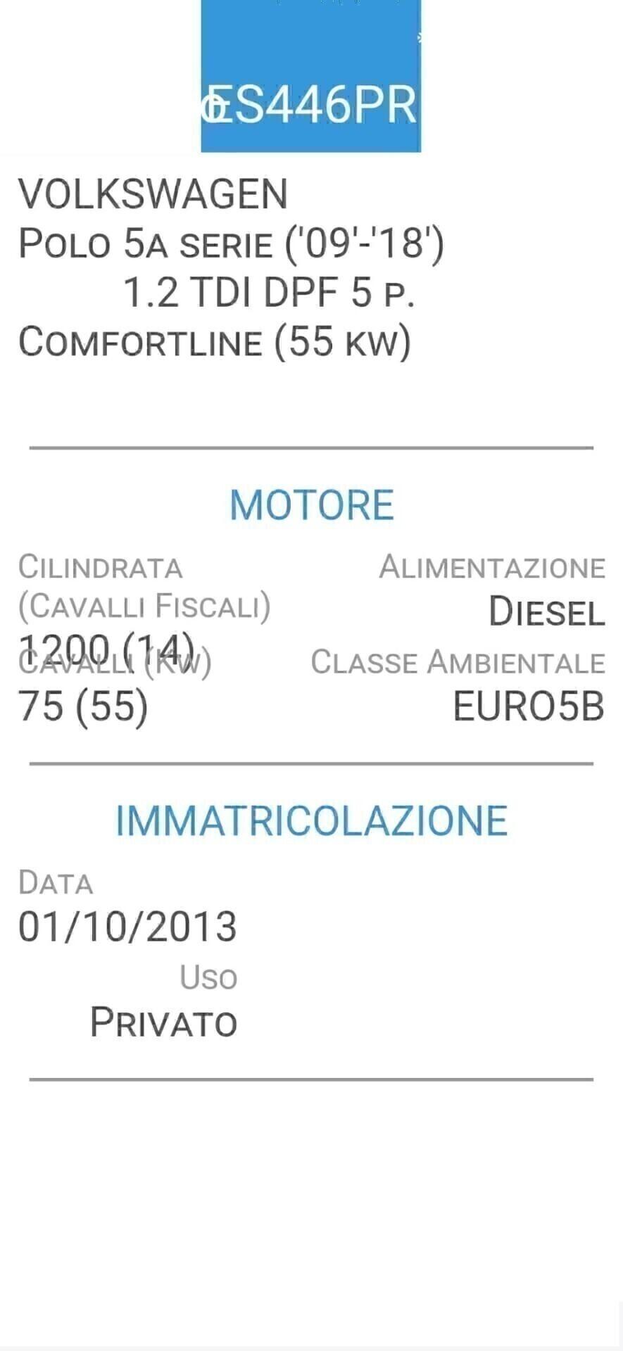 VOLKSWAGEN POLO 1,2 TDI-UNICO PROP-TAGLIANDI VOLKS