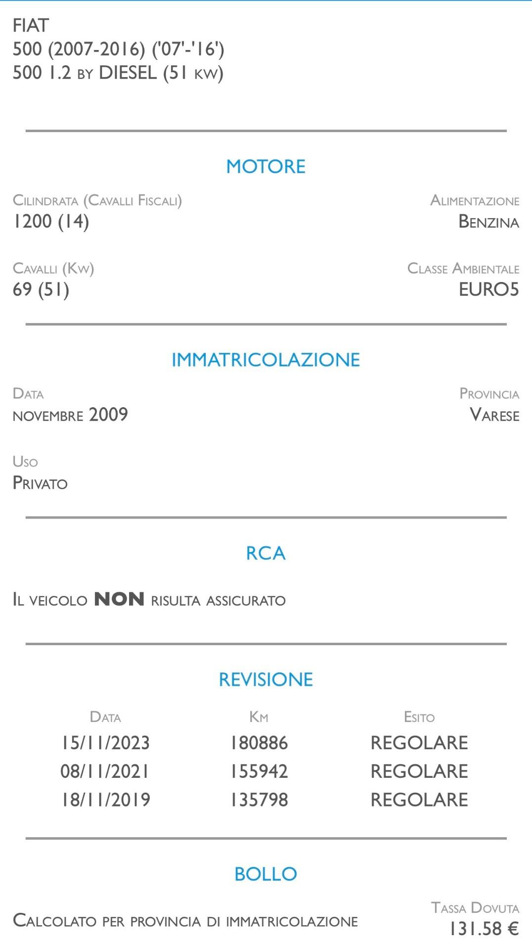 Fiat 500 1.2 Lounge NEOPATENTATI - NEOPATENTATI