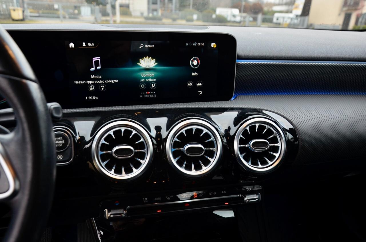 MERCEDES-BENZ A 180d SPORT 116cv AUTO, UFF ITALIANA, SERVICE CON FATTURE, EURO 6D, FARI LED, NAVI, RETROCAMERA, APPLE ANDROID, LUCI 64 COLORI, PERMUTE