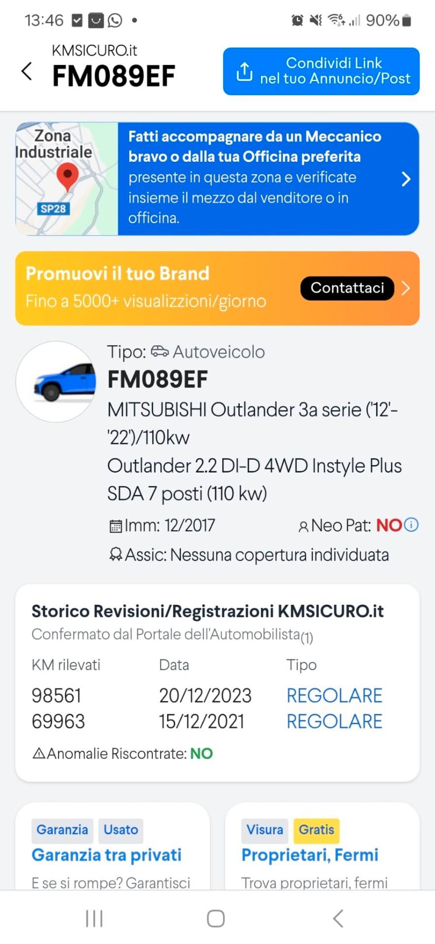 Mitsubishi Outlander 2.2 DI-D 4WD 7p.. garantito 12M