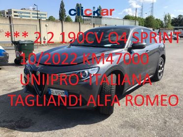Alfa Romeo Stelvio 2.2 190CV AT8 Q4 SPRINT • PREZZO SENZA VINCOLI • UNIPRO' • ITALIANA • FATTURABILE • GARANZIA 12 MESI