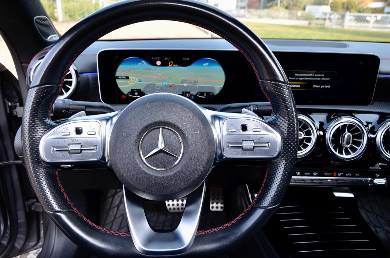 MERCEDES-BENZ CLA 200d COUPE PREMIUM AMG LINE 150cv AUTO, SERVICE CON FATTURE, EURO 6D, TETTO, HI-FI BURMESTER, NIGHT PACK, FARI MULTIBEAM, LUCI A 64 COLORI, RETRO 360°, PERMUTE