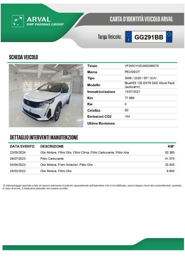 Peugeot 3008 1.5 bluehdi Allure Pack s&s 130cv eat8 +IVA Autocarro N1