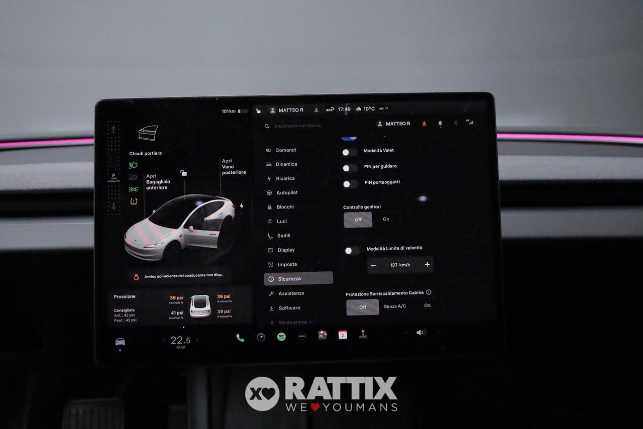 Tesla Model 3 motore elettrico Premium RWD + tetto panoramico & Wallbox