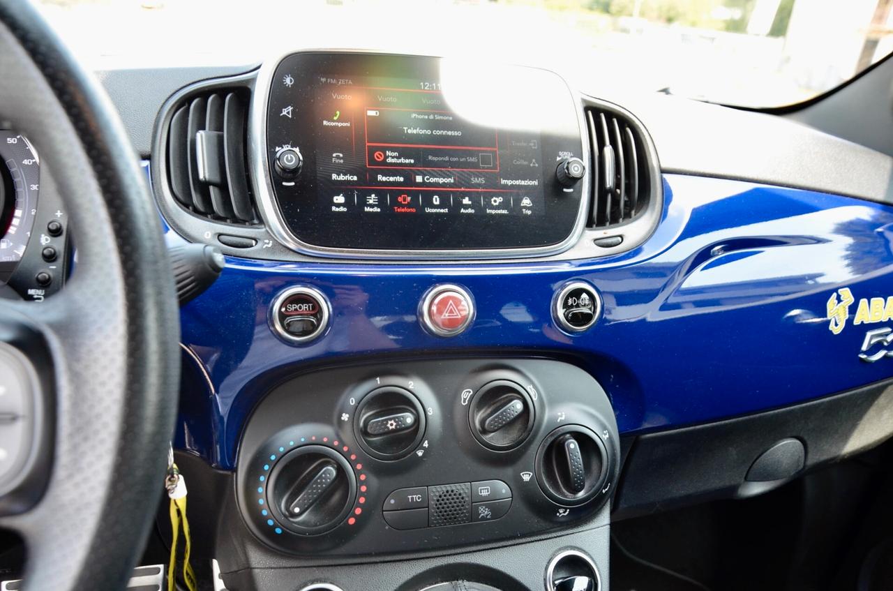 ABARTH 595 1.4 T-JET 145cv MANUALE, UFF ITALIANA, EURO 6D, BLU PODIO, LUCI AMBIENTE, 17", PERMUTE