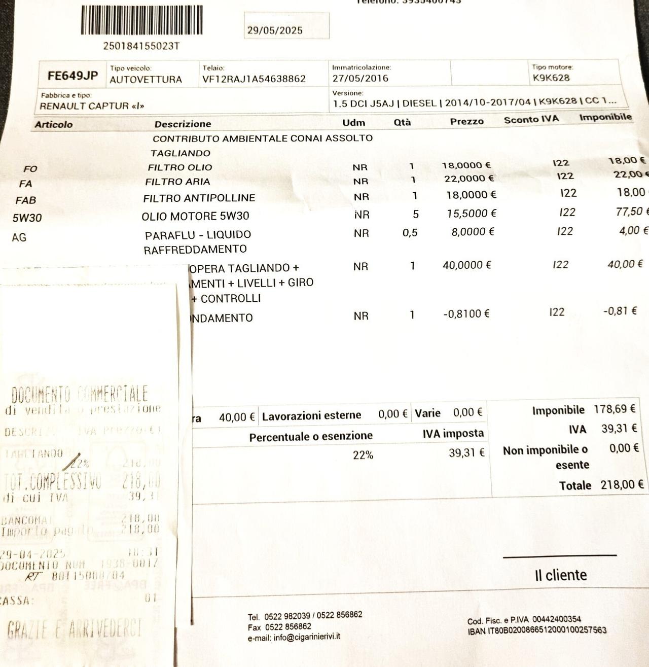 RENAULT CAPTUR 1,5 dCi-UNICO PROP-EURO 6B-3 REVISI