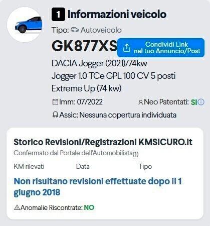 Dacia Jogger 1.0 TCe GPL 100 CV 5 posti Extreme Up