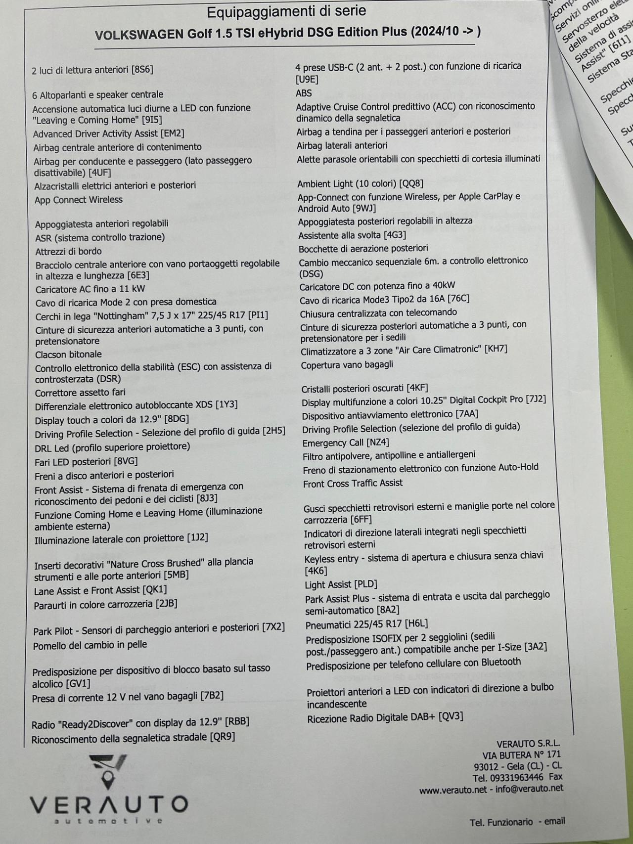 Volkswagen Golf 1.5 TSI eHybrid DSG possibilità noleggio no scoring