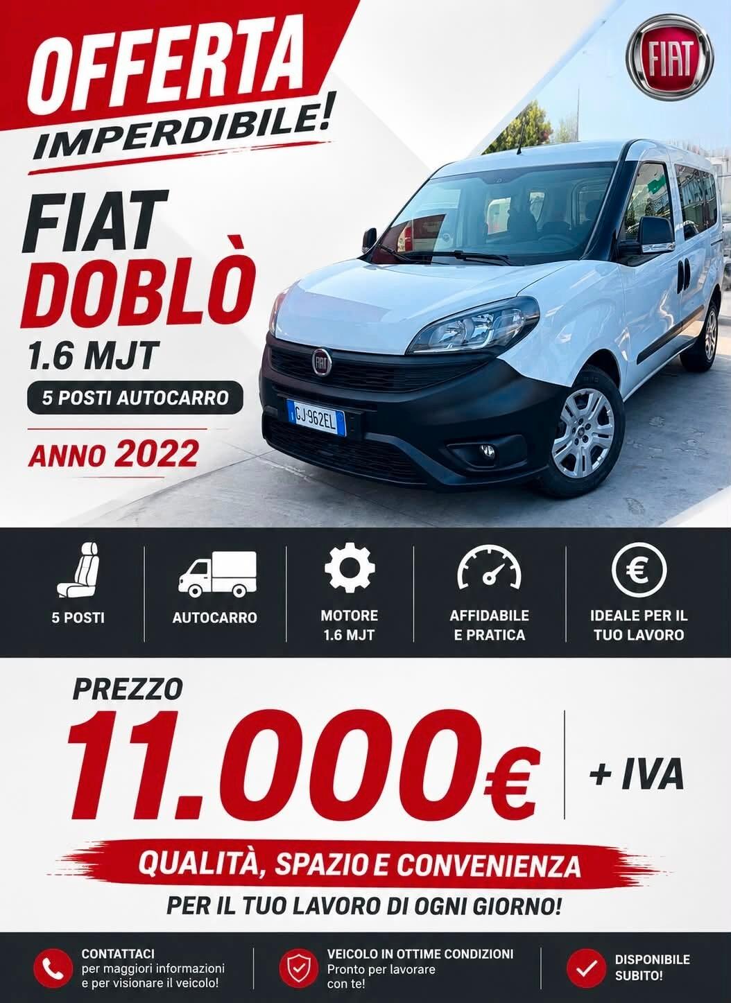 Fiat DOBLO' 1.6 MJT 5 POSTI AUTOCARRO