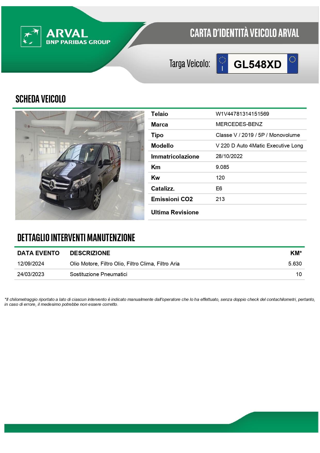 Mercedes V 220 D Executive 4Matic 9G-Tronic Plus Long 8 posti +IVA