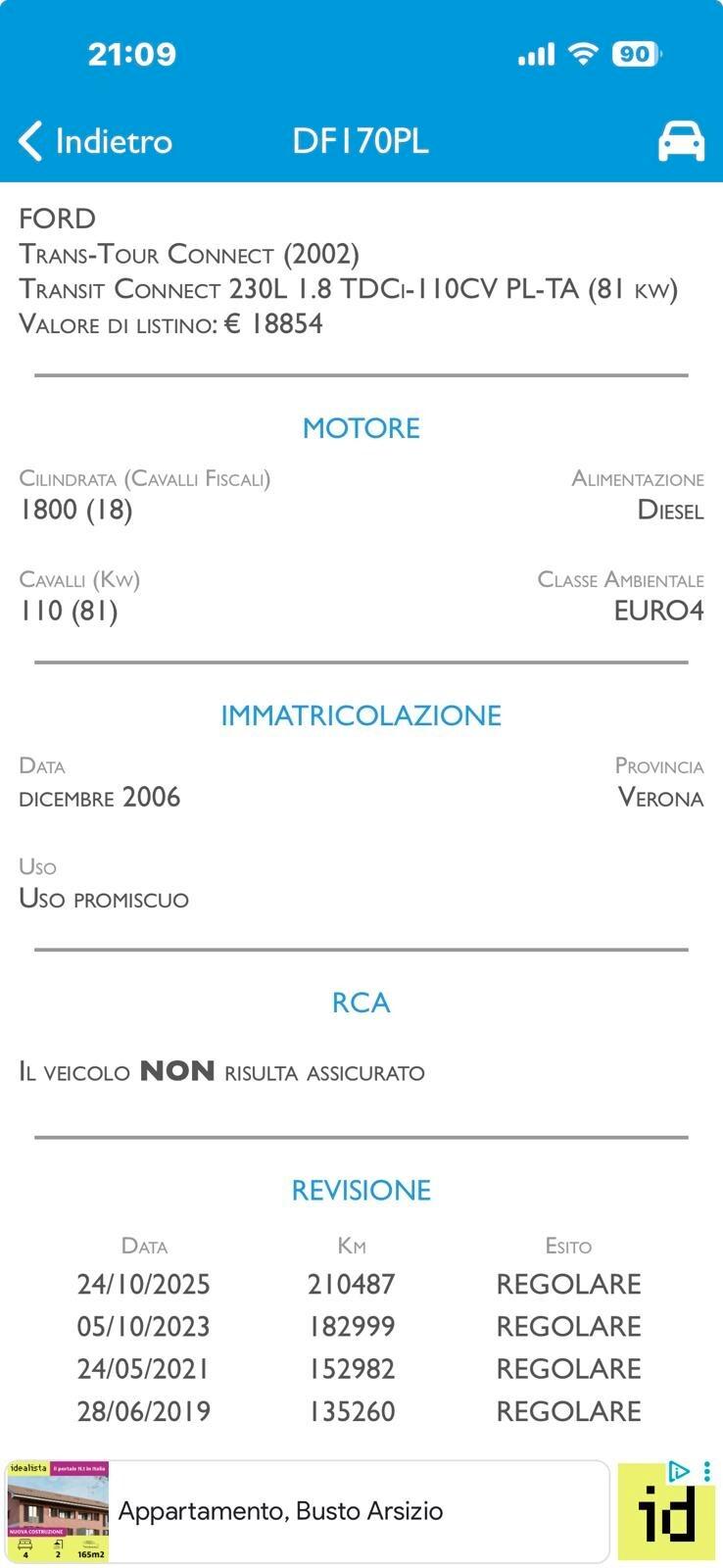 Ford Transit Connect 230L 1.8 TDCi/110CV PL-TA