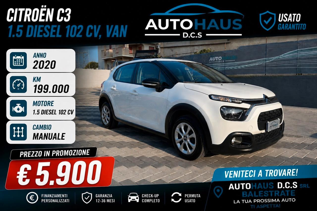 Citroen C3 1.5 Diesel 102 cv VAN 2 POSTI