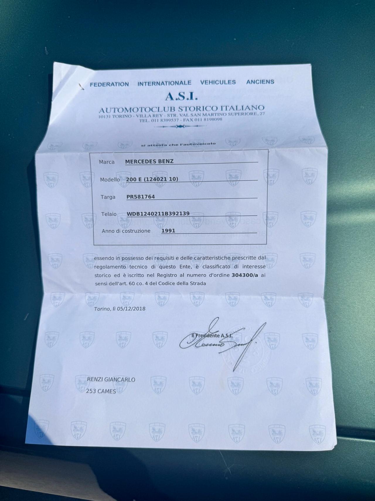 Mercedes-benz E 200 OLDTIMER GIA' ASI - 1991