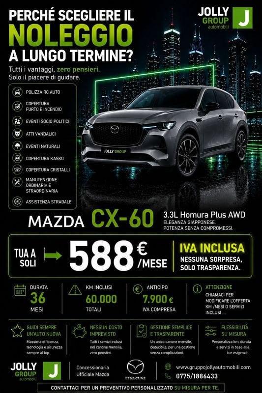 Mazda CX-60 3.3L e-SKYACTIV MHEV Homura Plus AWD Aut offerta noleggio a lungo termine