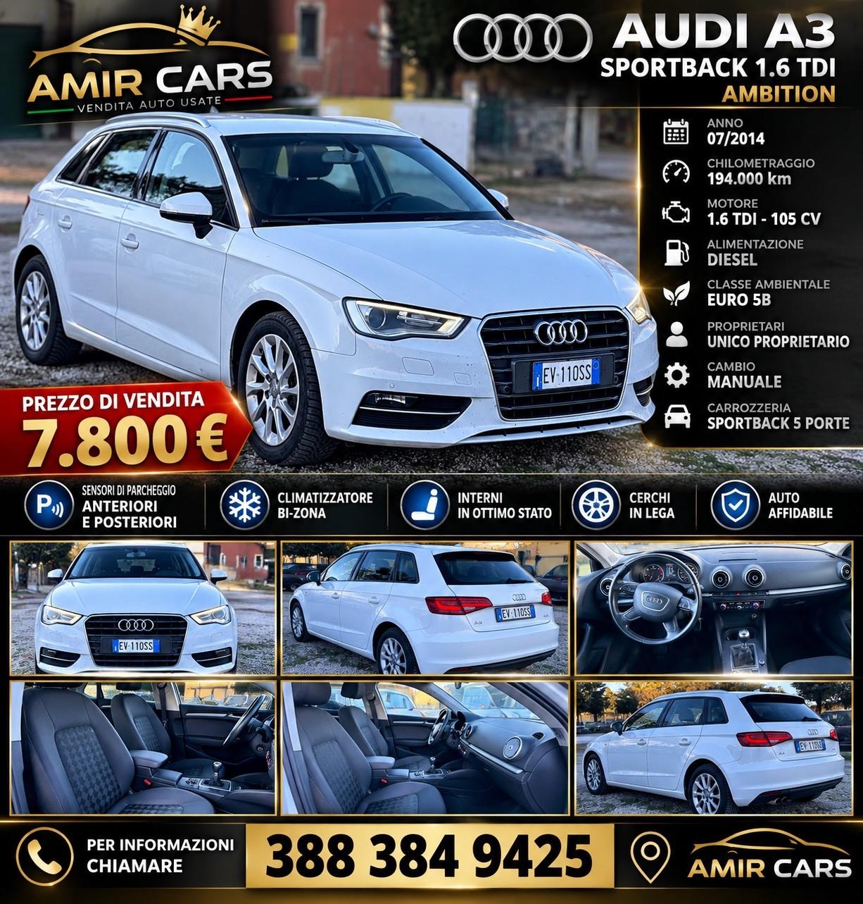 Audi A3 SPB 1.6 TDI clean diesel Ambition
