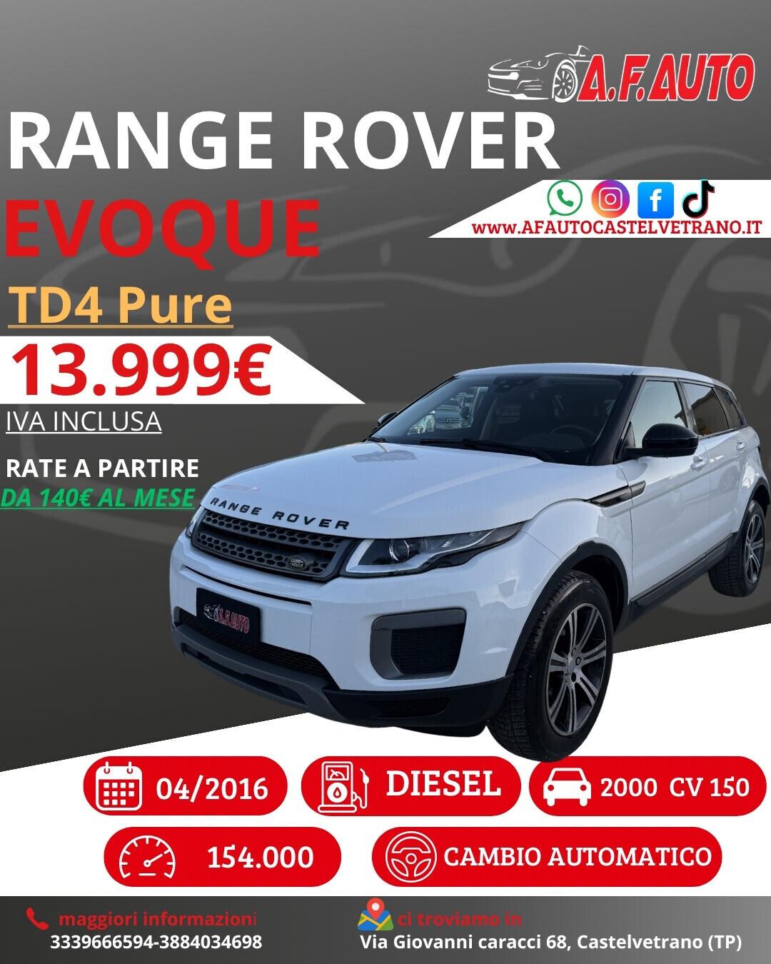 Land Rover Range Evoque 2.0 TD4 150 CV 5p. HSE