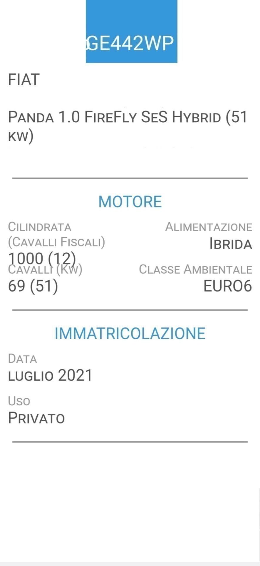 FIAT PANDA 1,0 BENZINA/HIBRYD-UNICA PRO-FOTO REVIS