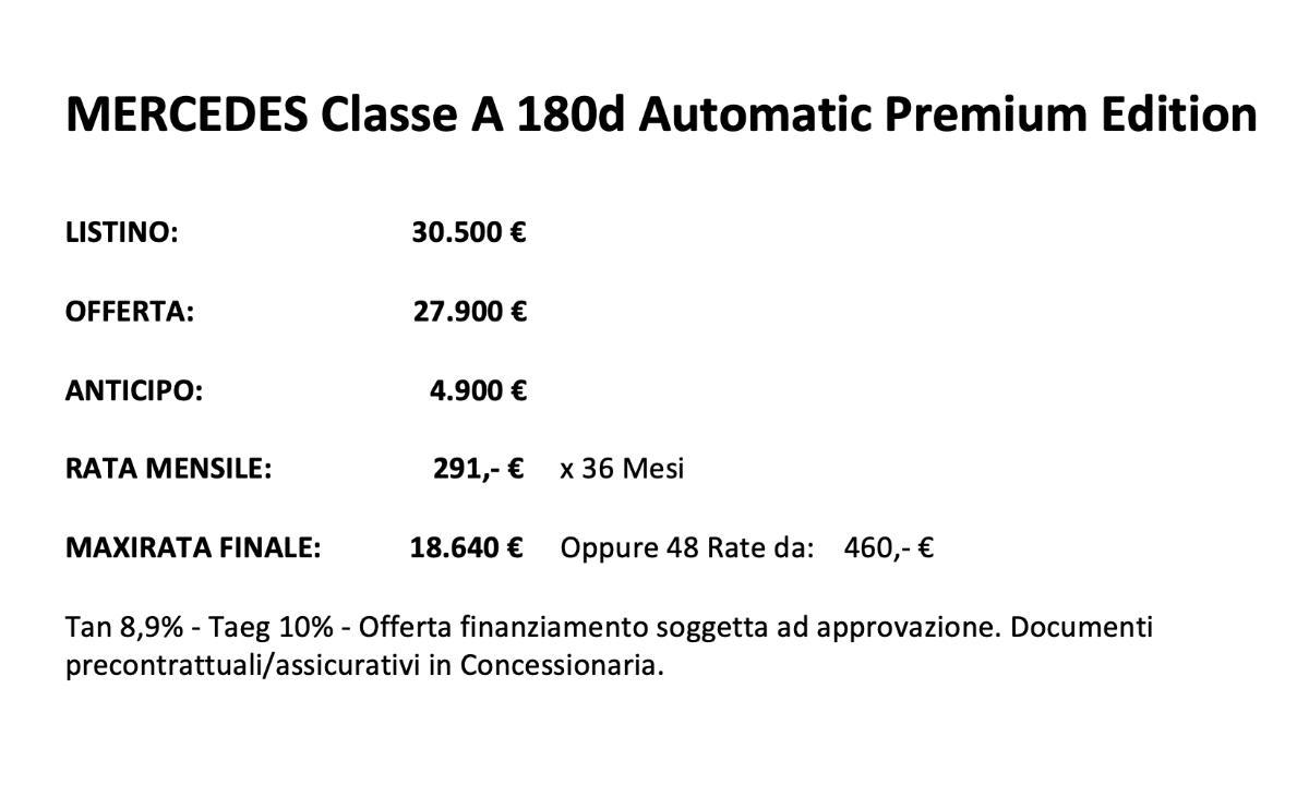 MERCEDES A 180 d Automatic Premium Edition