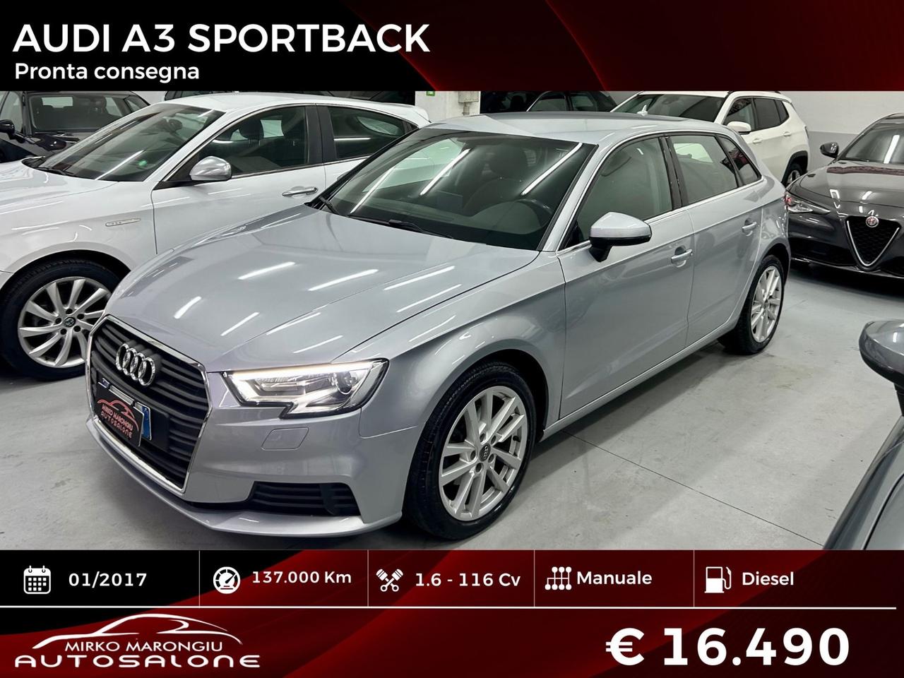 Audi A3 SPB 1.6 TDI Sport FINANZIABILE