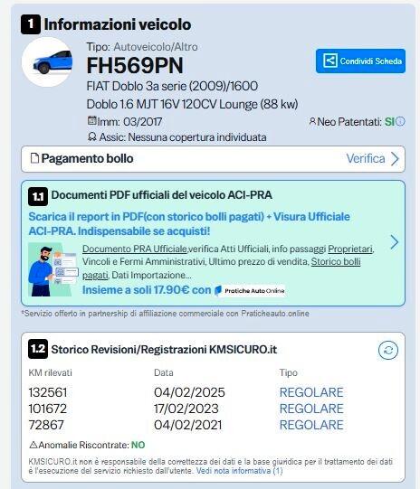 Fiat Doblo 1.6 mjt 120CV Lounge VETTURA 5 posti