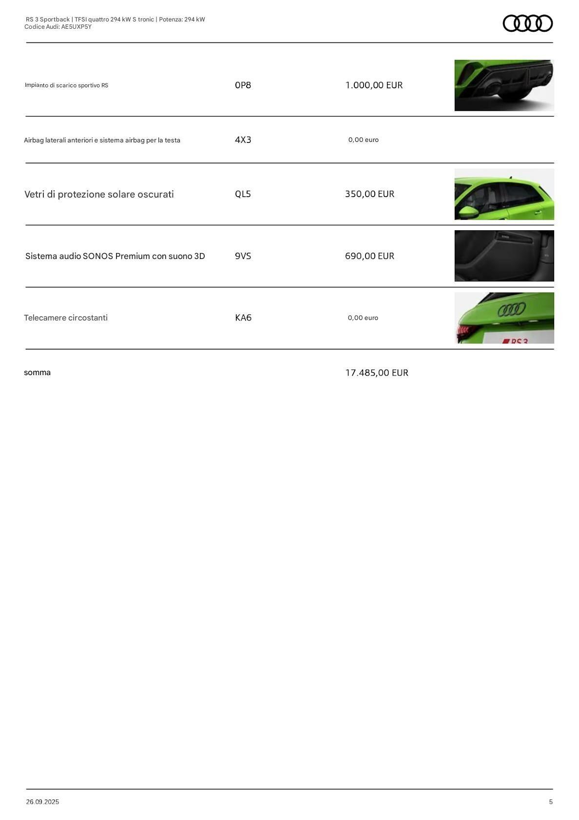 Audi A3 RS 3 Sportback TFSI quattro S tronic