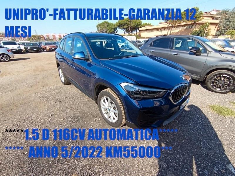 Bmw X1 1.5D 116CV AUTOMATICA PREZZO SENZA VINCOLI UNIPRO' ITALIANA FATTURABILE GARANZIA 12M TAG