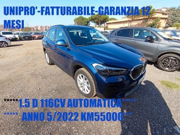Bmw X1 1.5D 116CV AUTOMATICA PREZZO SENZA VINCOLI UNIPRO' ITALIANA FATTURABILE GARANZIA 12M TAG