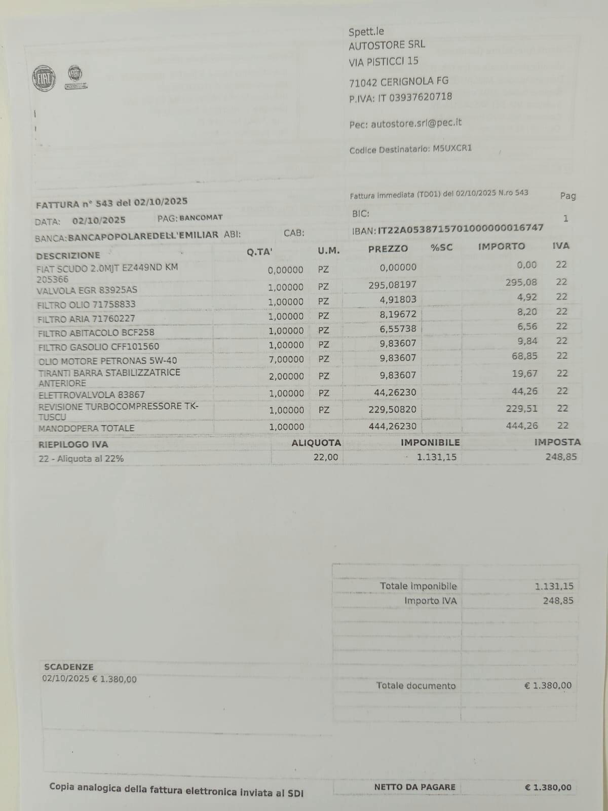 Fiat Scudo 2.0MJT Panorama 8 Posti - USATO