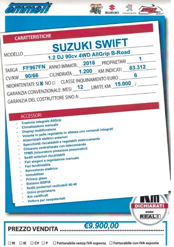 Suzuki Swift 1.2 DJ 90cv 4WD AllGrip B-Road