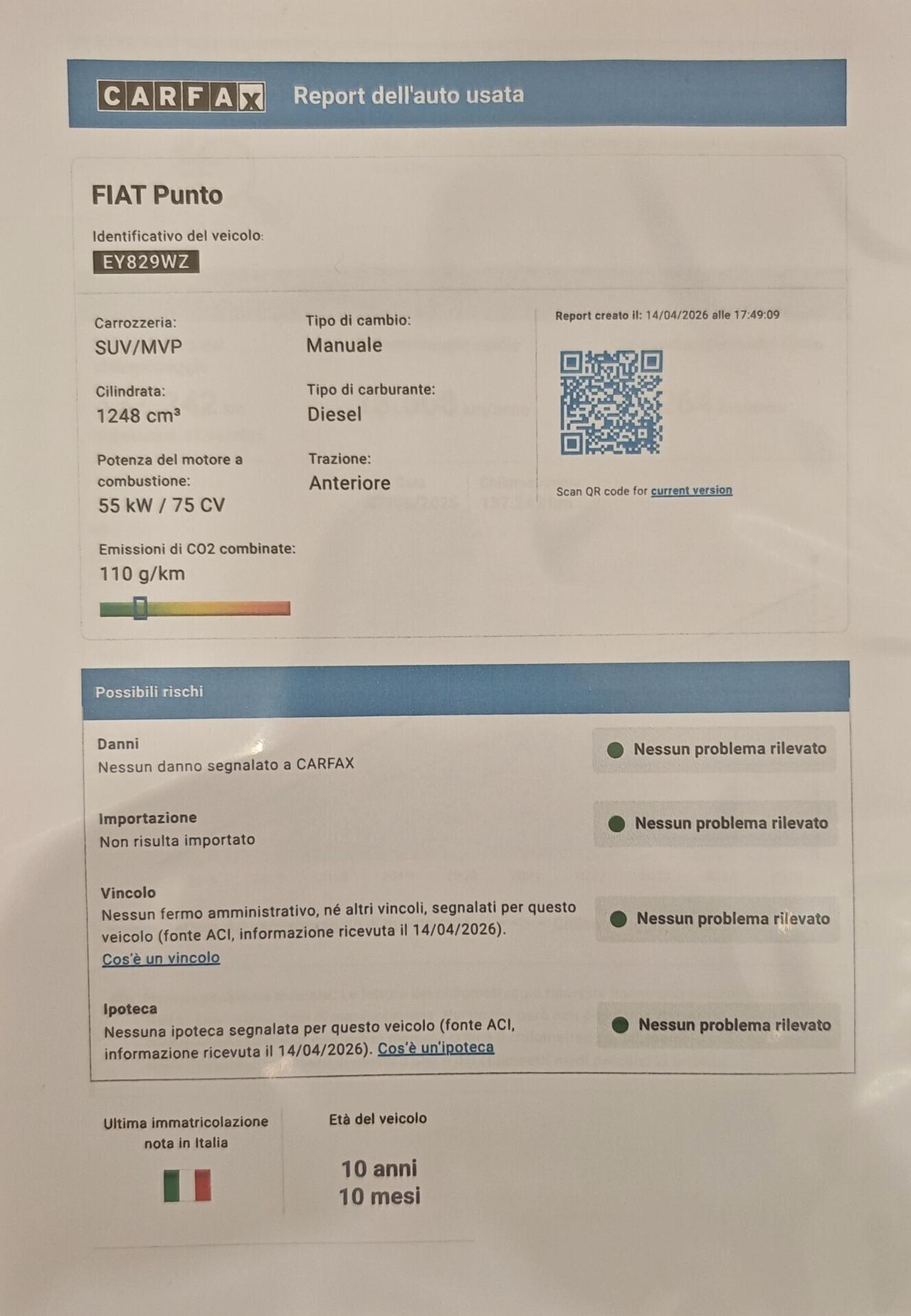 Fiat Punto 1.3 MJT 5p 75cv unico prop, ok neopatentati.