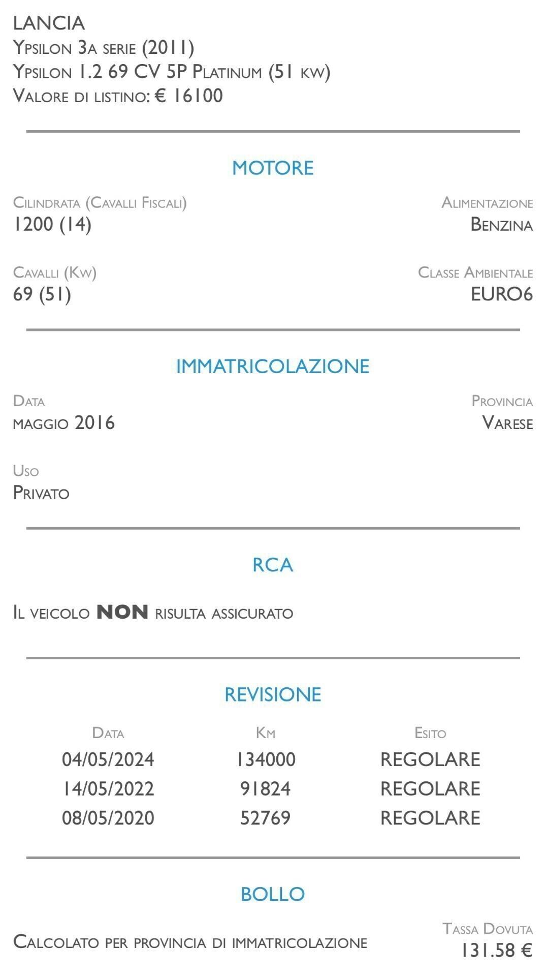 Lancia Ypsilon 1.2 69 CV 5 porte Platinum - NEOPATENTATI