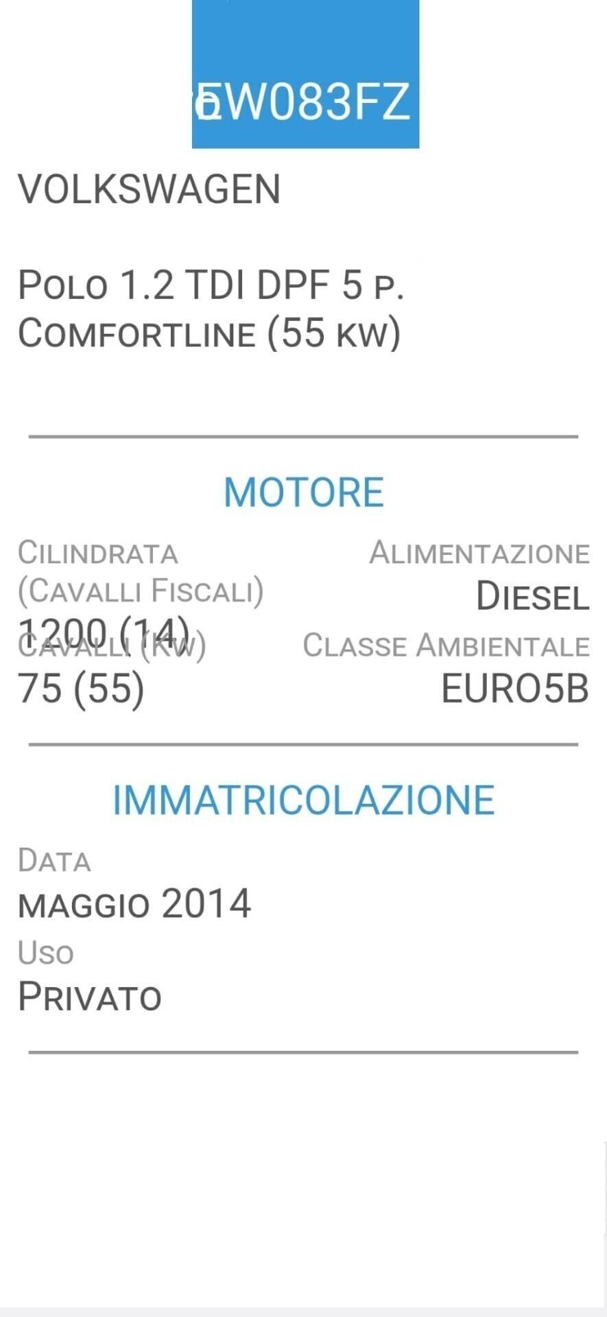 VOLKSWAGEN POLO 1,2 TDI-CINTA DISTRIB. NUOVA