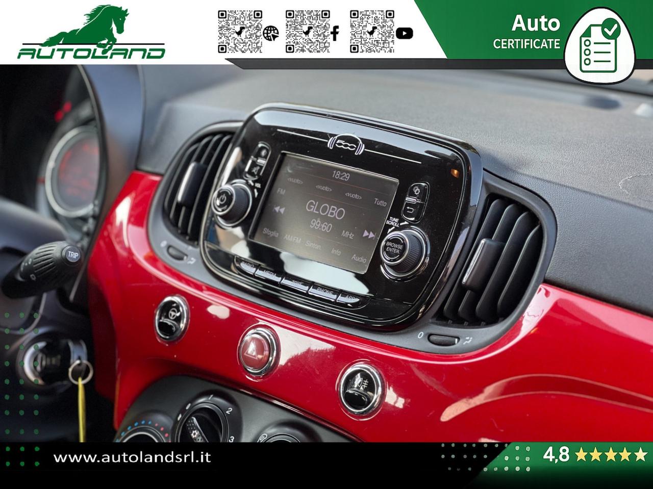 Fiat 500 1.2 69cv my19 Ok Neopatentati - Sensori di Parcheggio - Cruise Control - Uconnect 5"