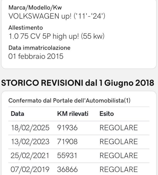 VOLKSWAGEN up! 1.0 75 CV 3 porte high up!